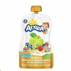 Пюре Агуша яблоко черника земляника мультизлаки с 6 мес. 90 г